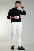 Men's Plain White Trousers | Linen Blend Fabric| Casual, Office, Vacation Wear