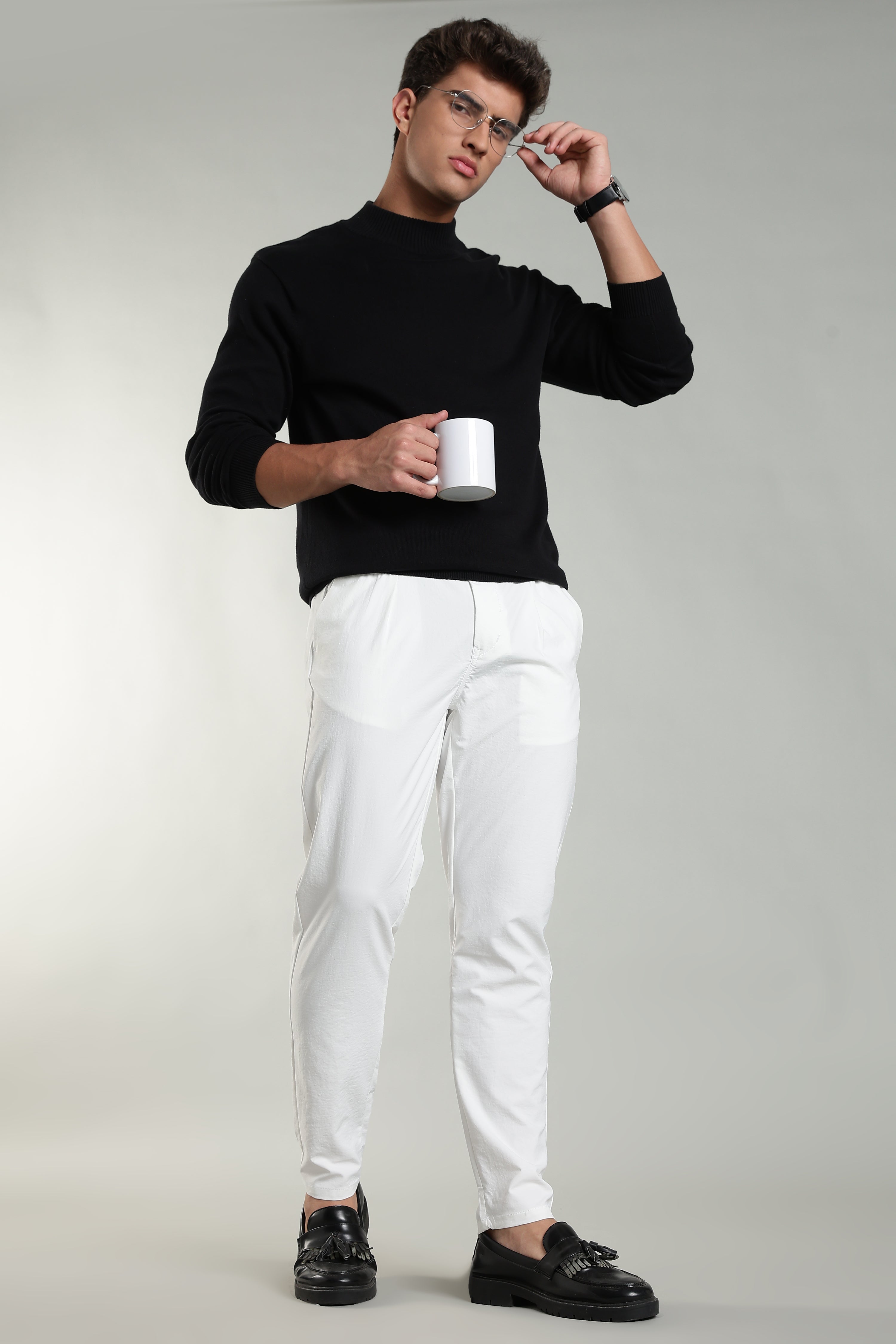 Men's Plain White Trousers | Linen Blend Fabric| Casual, Office, Vacation Wear