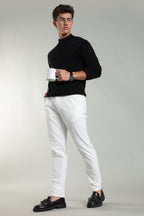Men's Plain White Trousers | Linen Blend Fabric| Casual, Office, Vacation Wear