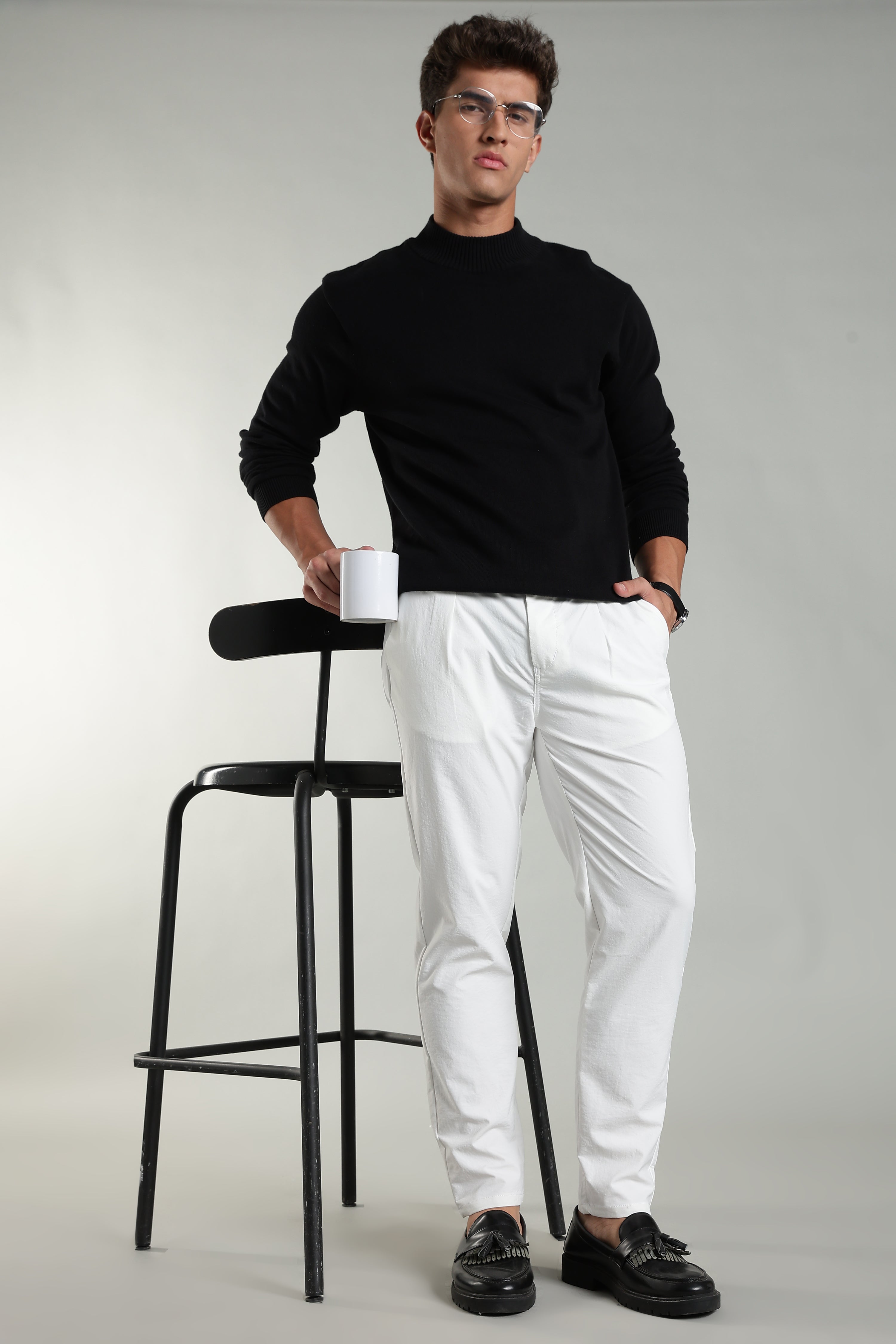 Men's Plain White Trousers | Linen Blend Fabric| Casual, Office, Vacation Wear