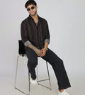 Men’s Full Sleeves Striped Black Shirt | Imported Fabric | Formal & Party Wear