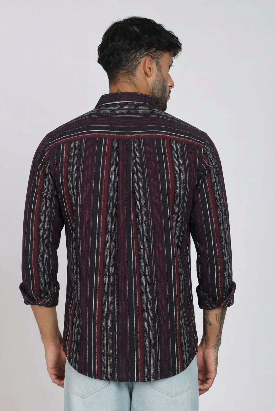 Men’s Full Sleeves Striped Black Shirt | Imported Fabric | Formal & Party Wear