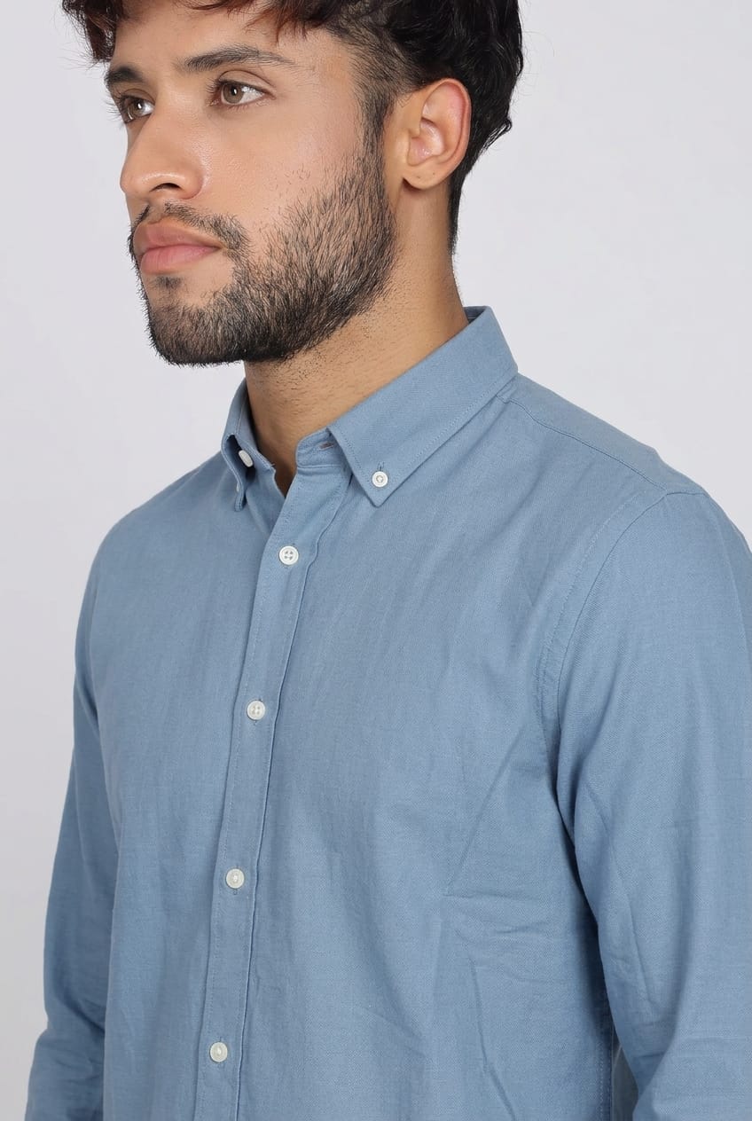 Men’s Full Sleeves Plain Sky Blue Shirt| Imported Linen Fabric| Formal & Party Wear