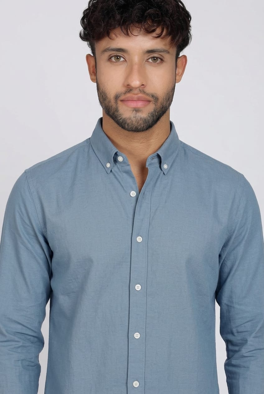 Men’s Full Sleeves Plain Sky Blue Shirt| Imported Linen Fabric| Formal & Party Wear