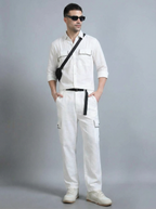Men’s Cotton Woven Design Shirt with Trousers | Summer Cord Set