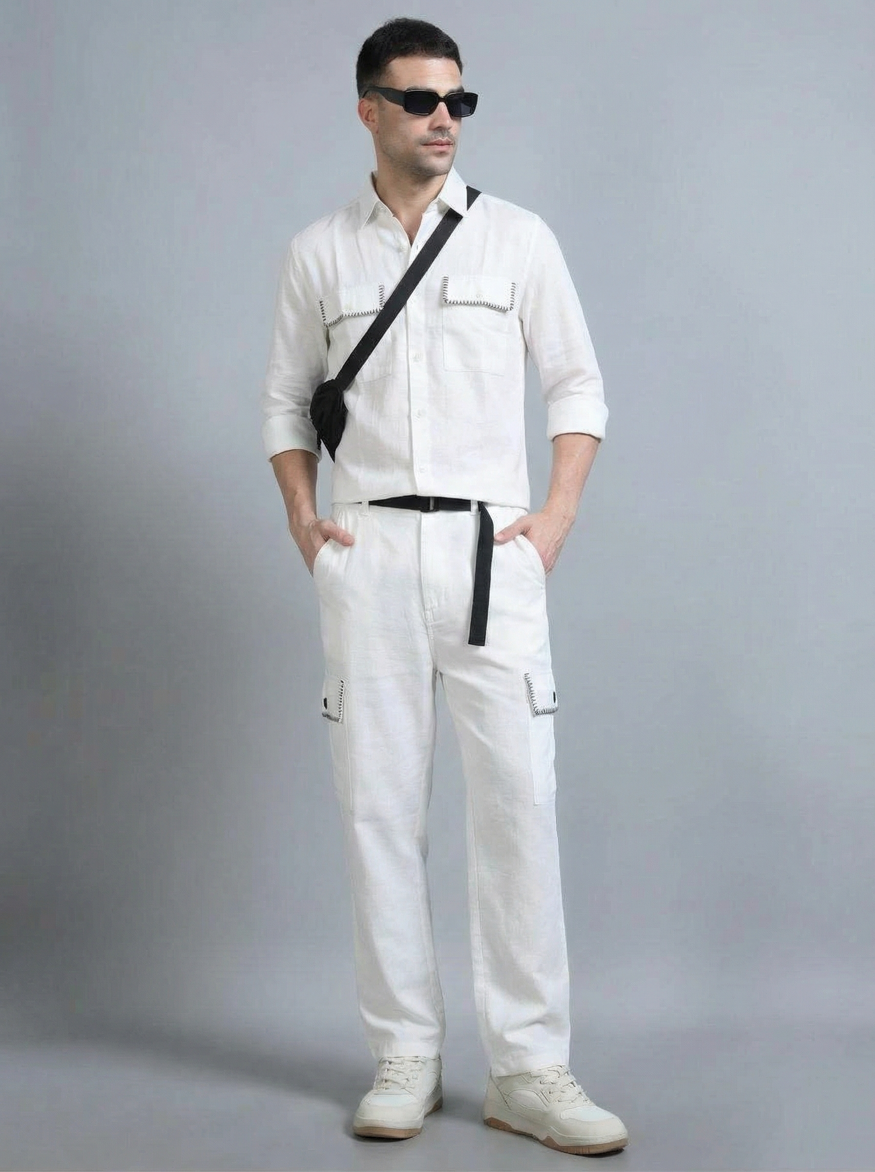 Men’s Cotton Woven Design Shirt with Trousers | Summer Cord Set