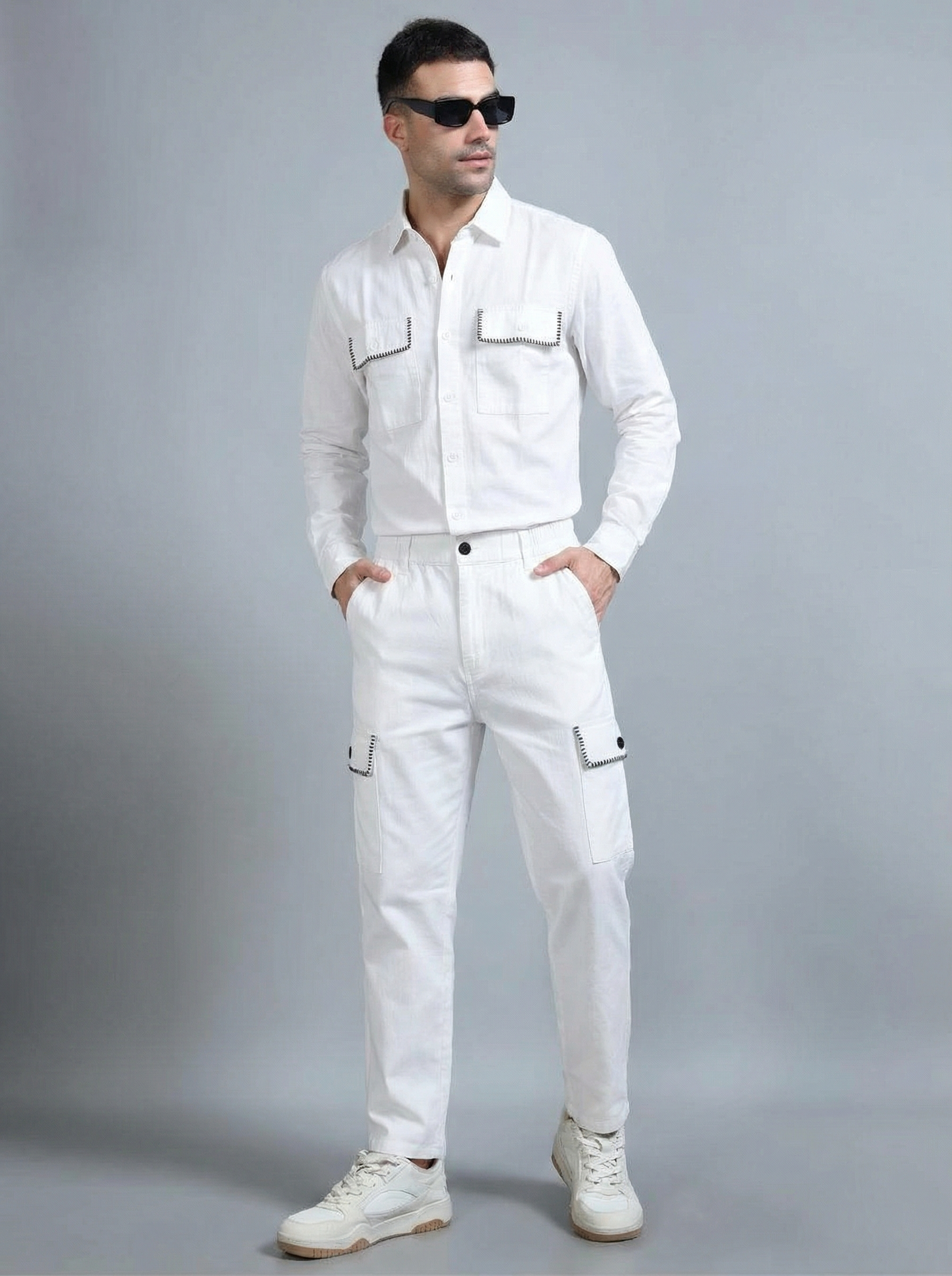 Men’s Cotton Woven Design Shirt with Trousers | Summer Cord Set
