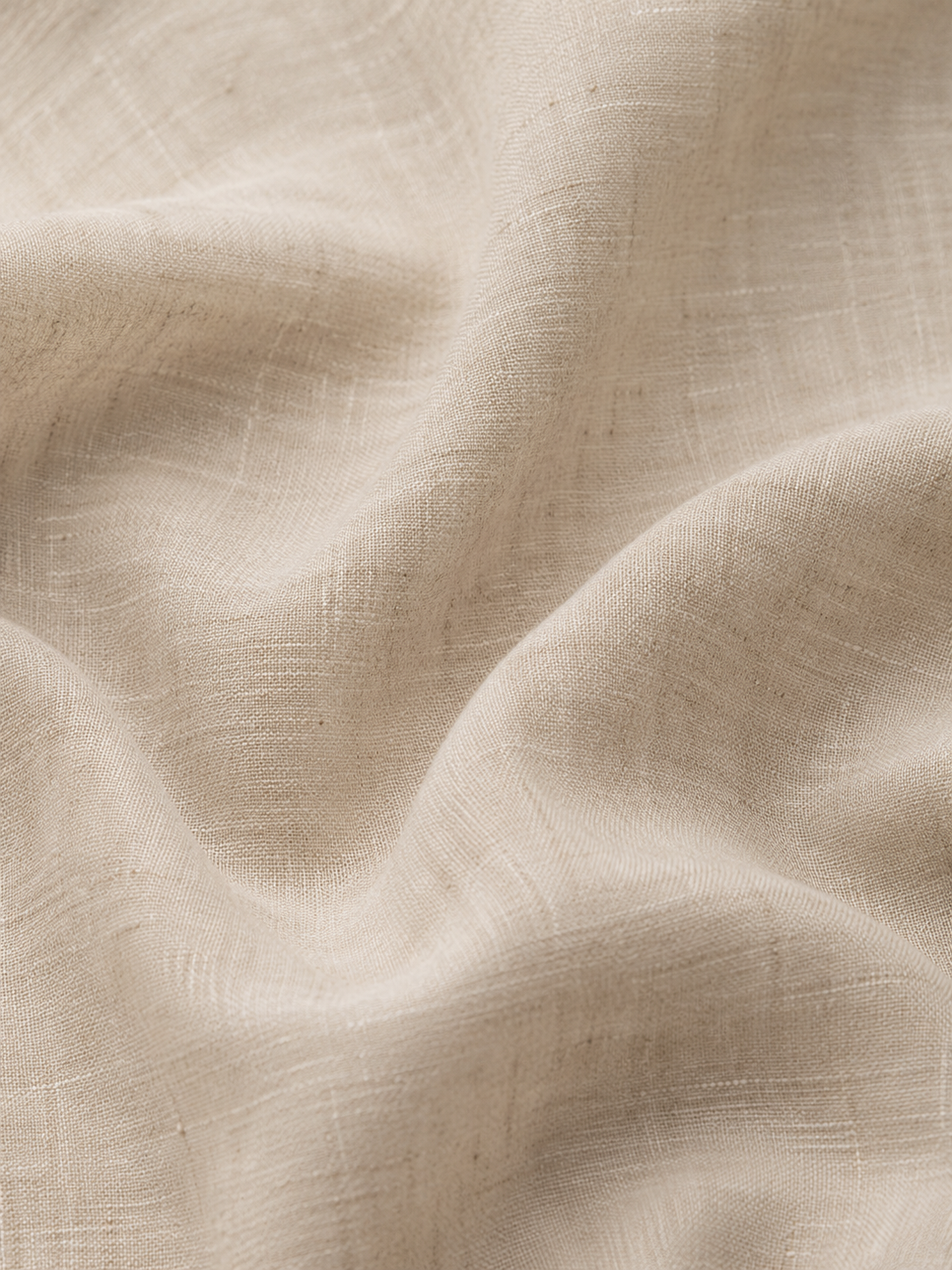Linen Blend Mandarin Collar Beige Shirt
