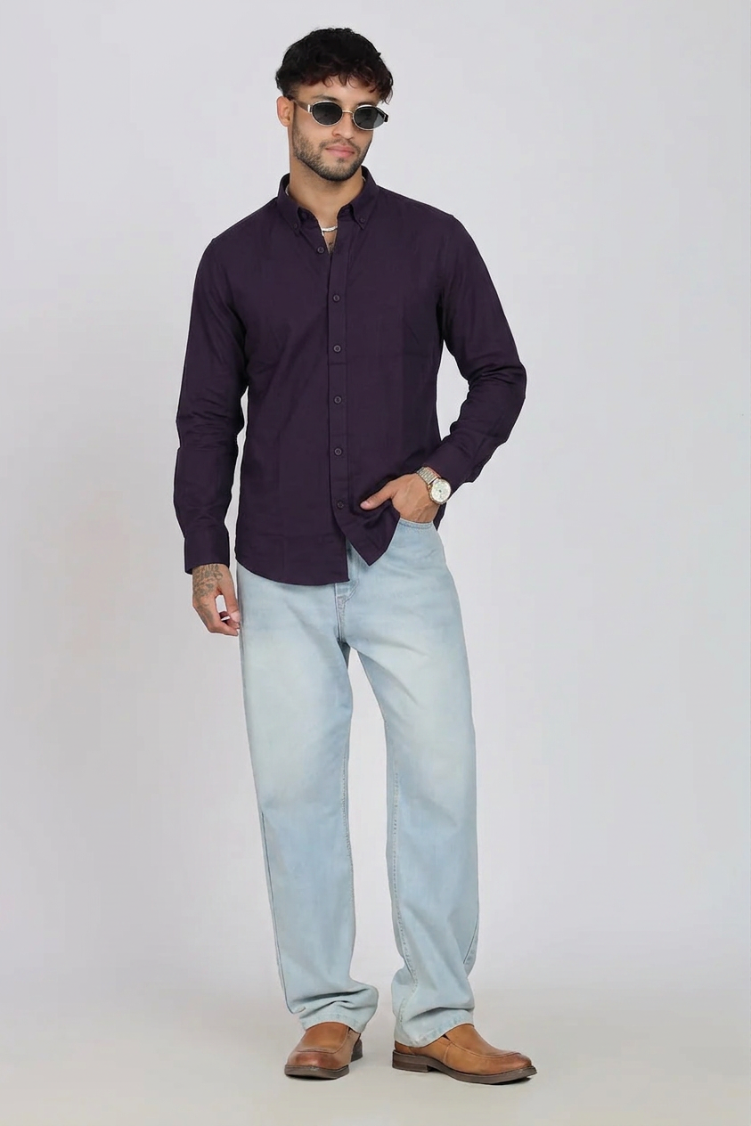 Midnight Purple Solid Twill Shirt