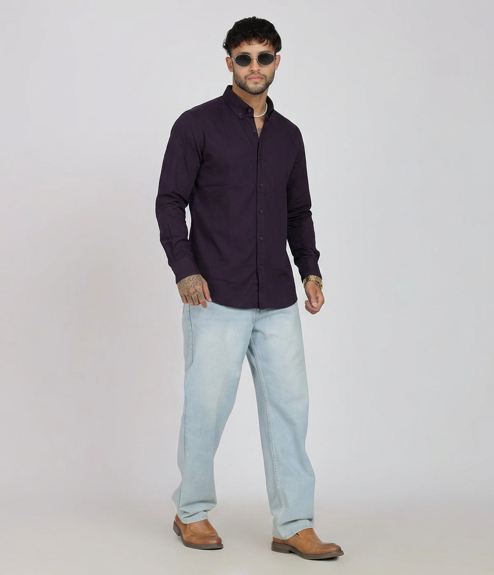 Midnight Purple Solid Twill Shirt