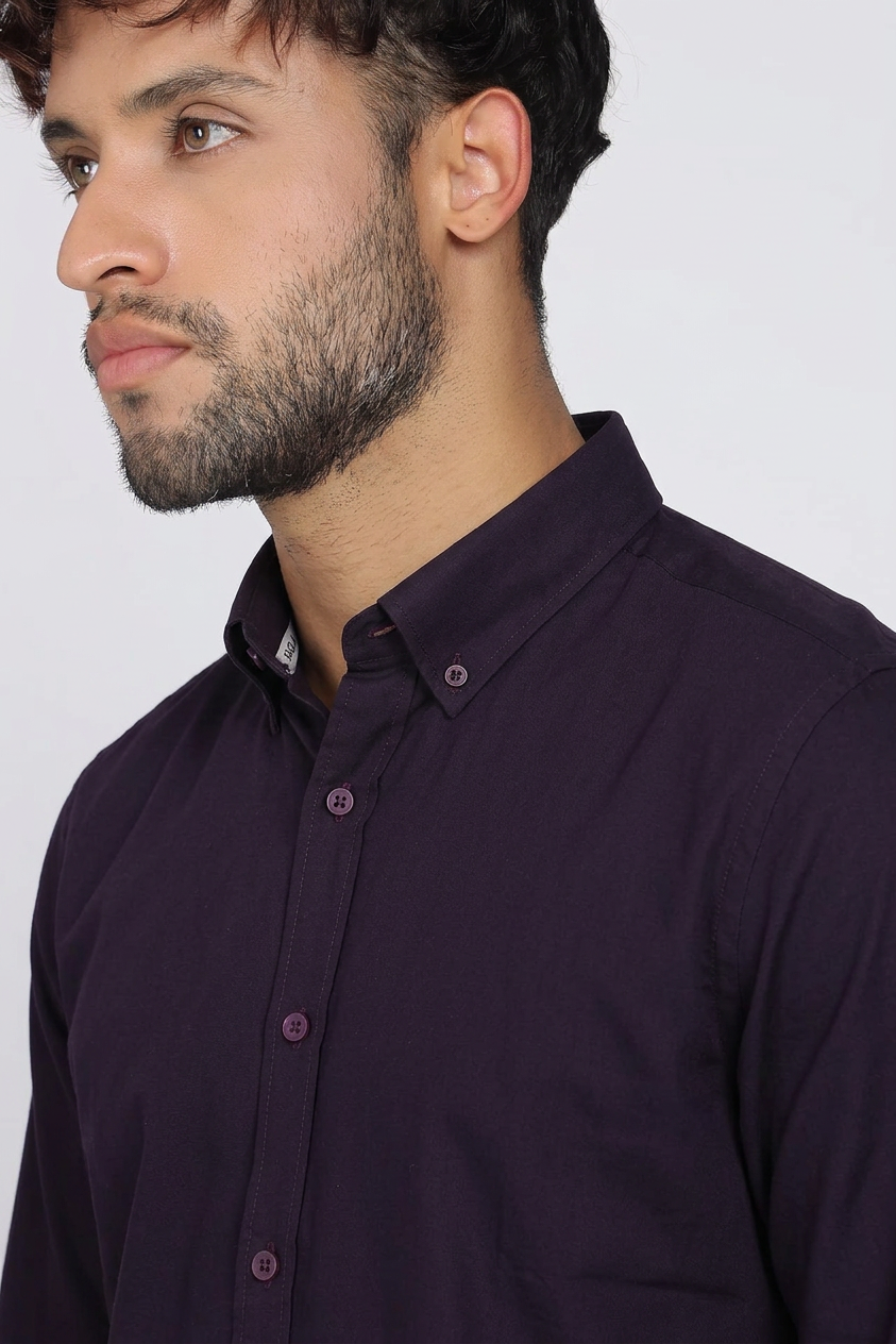 Midnight Purple Solid Twill Shirt