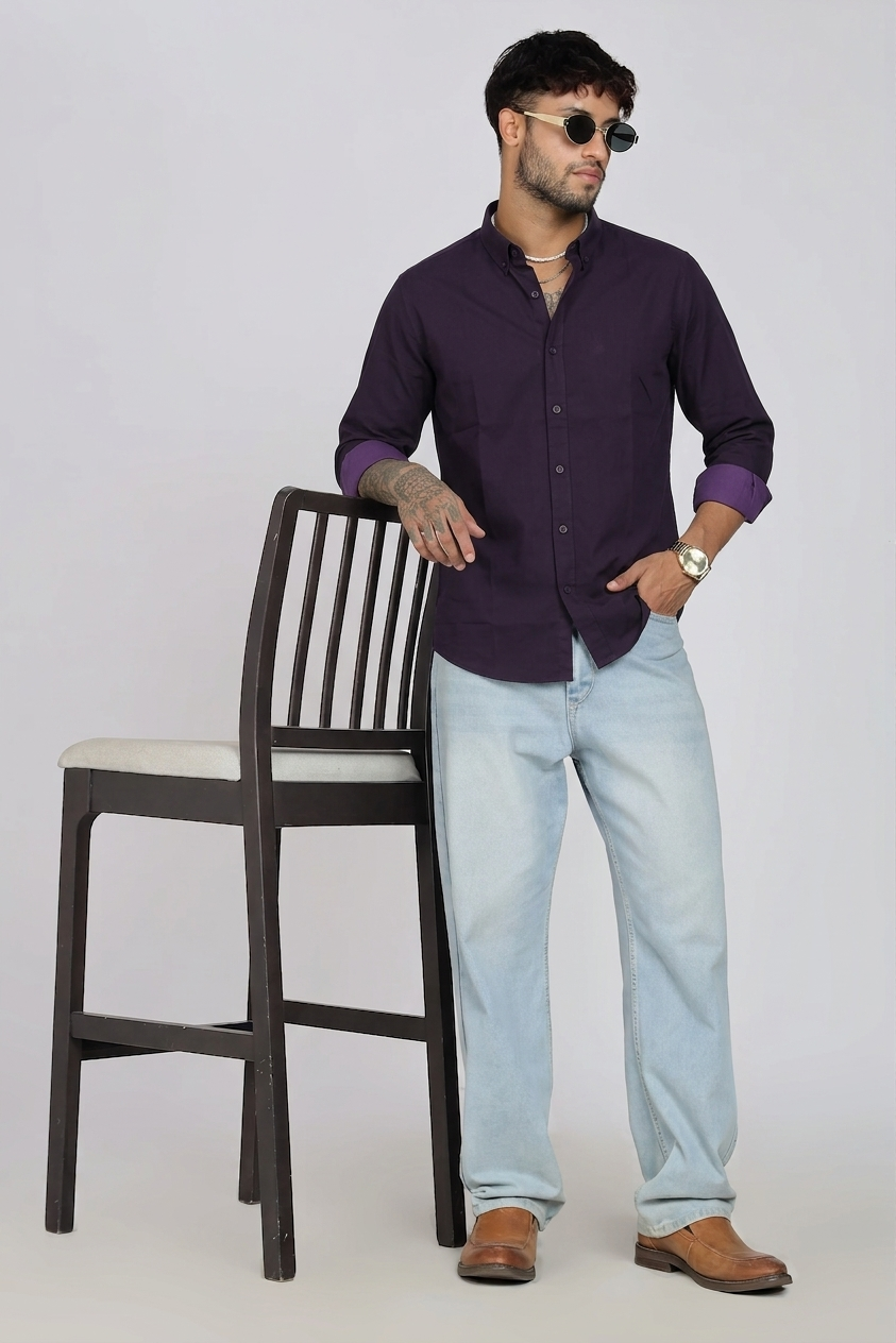 Midnight Purple Solid Twill Shirt