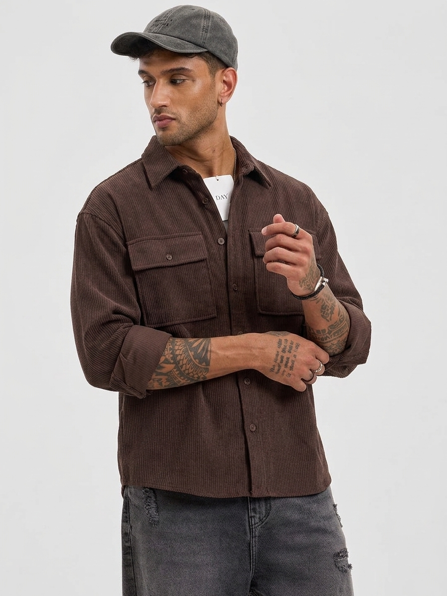 Double Pocket DOWN SHOULDER SHACKET