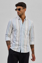 PASTEL MULTI LUXURY SHORELINE SEERSUCKER STRIPED SHIRT