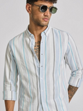 PASTEL MULTI LUXURY SHORELINE SEERSUCKER STRIPED SHIRT