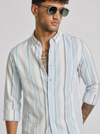 PASTEL MULTI LUXURY SHORELINE SEERSUCKER STRIPED SHIRT