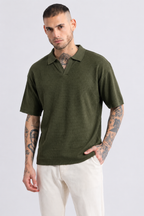 Sleek striped olive Polo Tshirt