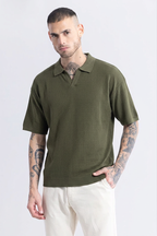 Sleek striped olive Polo Tshirt