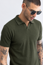 Sleek striped olive Polo Tshirt