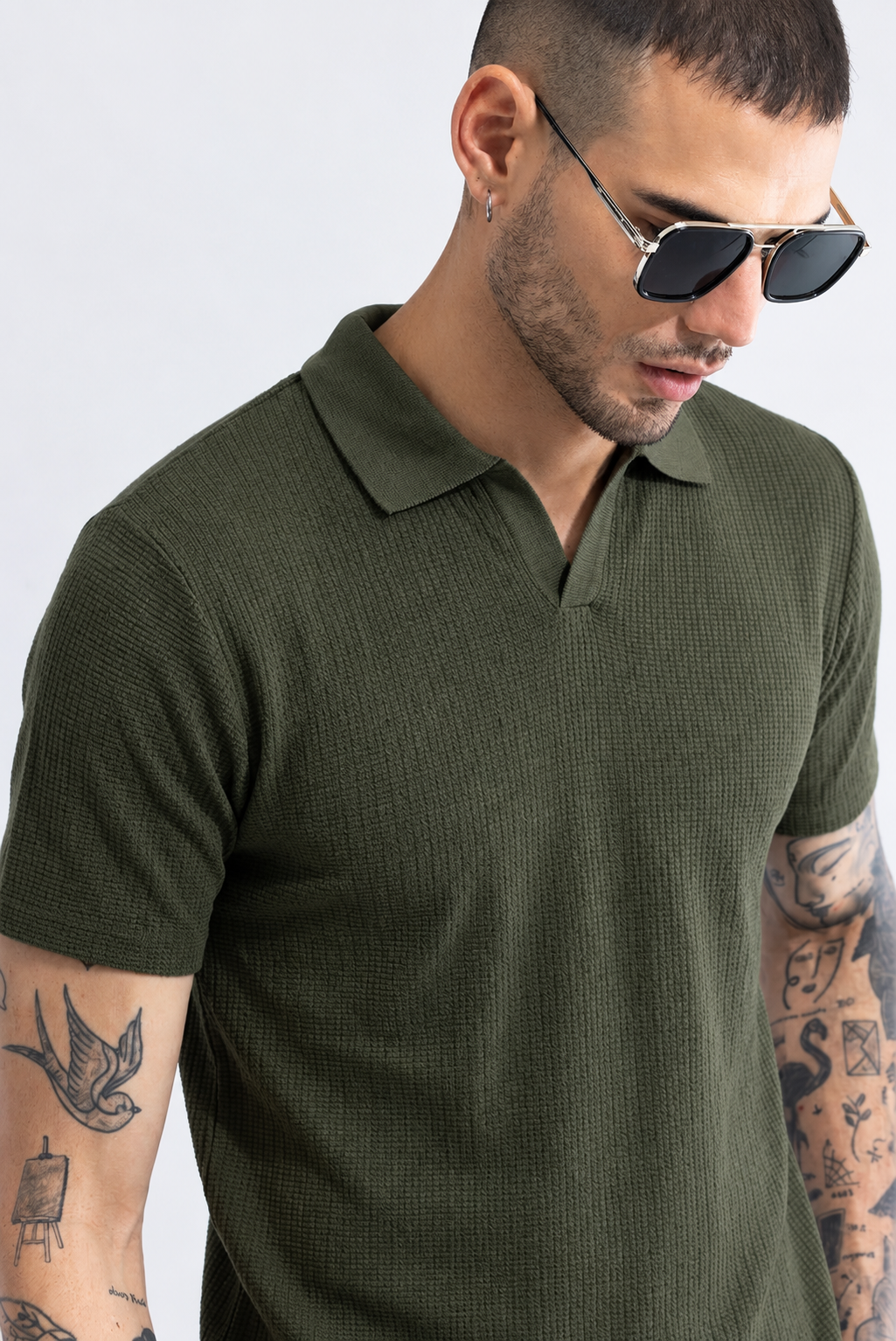 Sleek striped olive Polo Tshirt