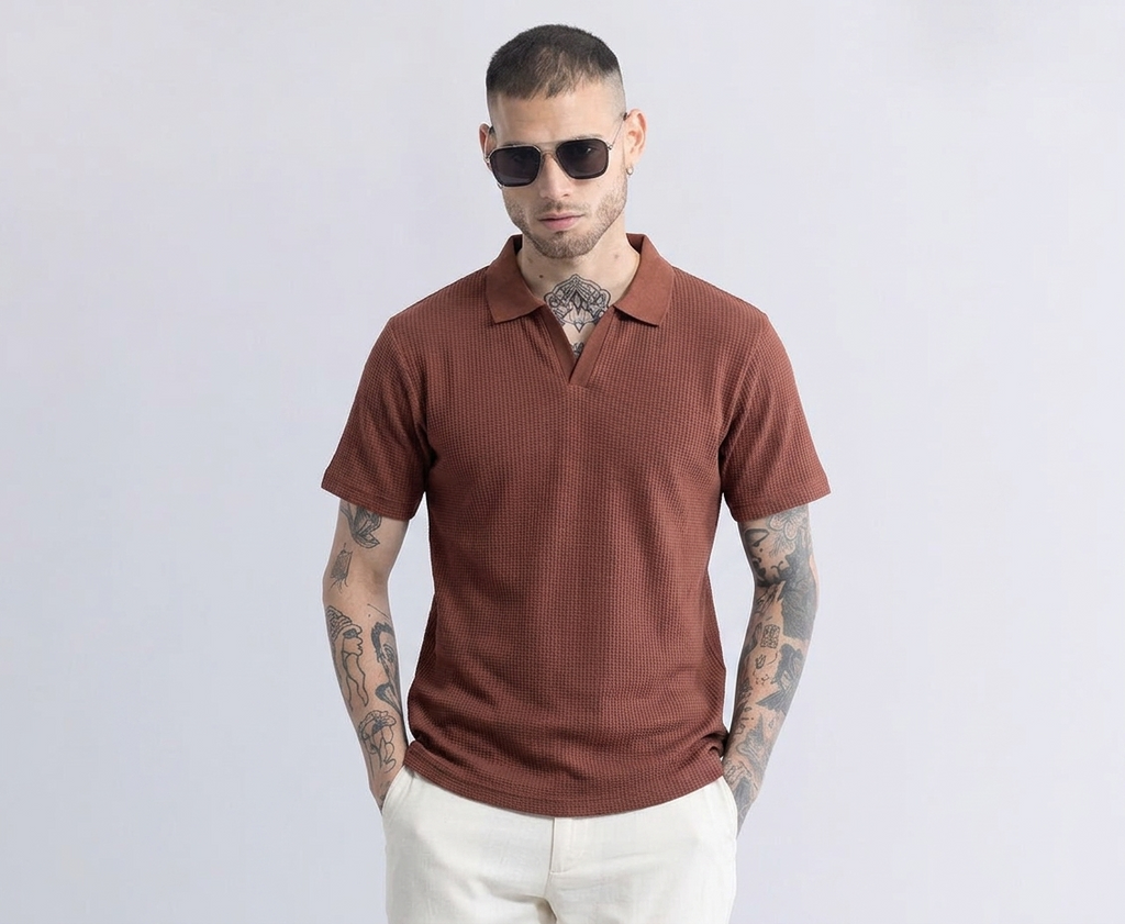Sleek Striped Wine Polo Tshirt