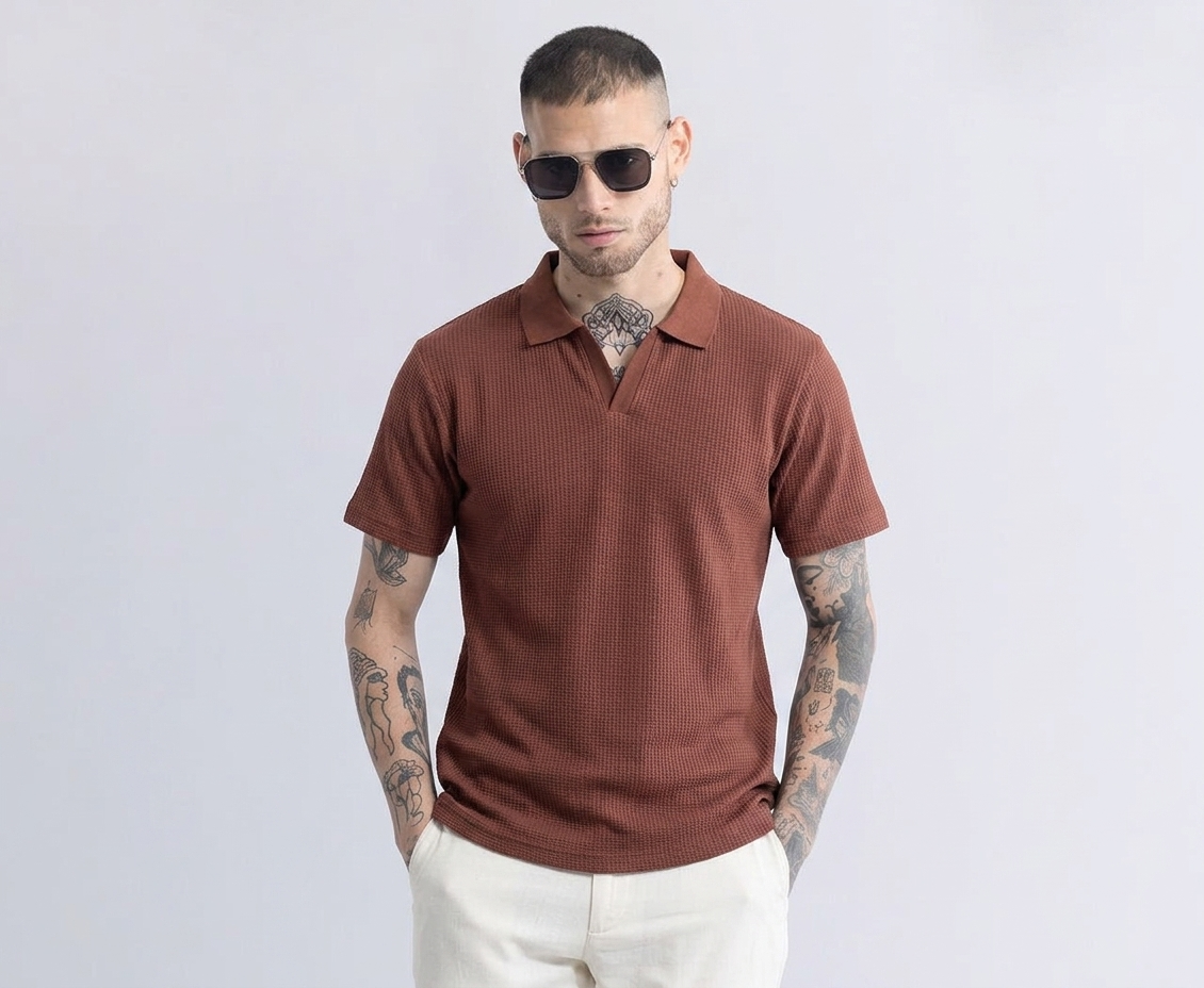 Sleek Striped Wine Polo Tshirt