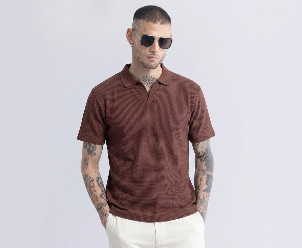 Sleek Striped Wine Polo Tshirt