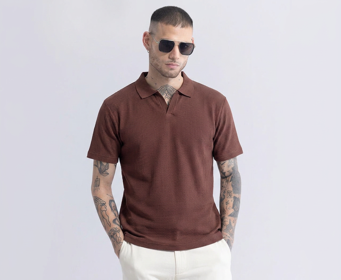 Sleek Striped Wine Polo Tshirt