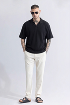 Sleek Striped Black Polo Tshirt