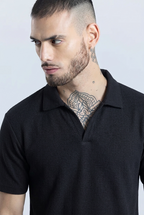 Sleek Striped Black Polo Tshirt