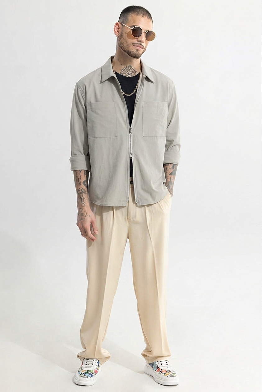 DOUBLE SIDE ZIPPER GREY SHACKETS