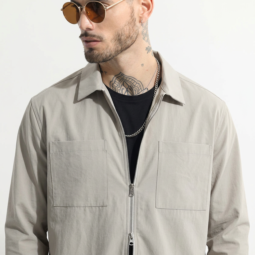 DOUBLE SIDE ZIPPER GREY SHACKETS