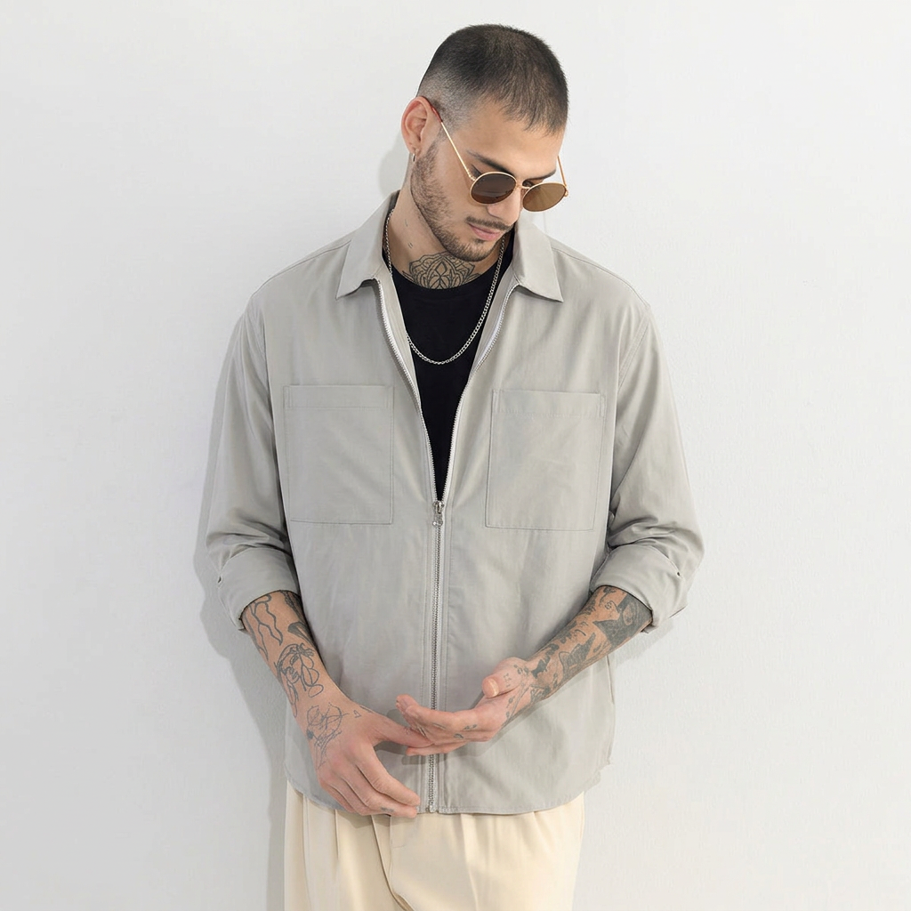 DOUBLE SIDE ZIPPER GREY SHACKETS