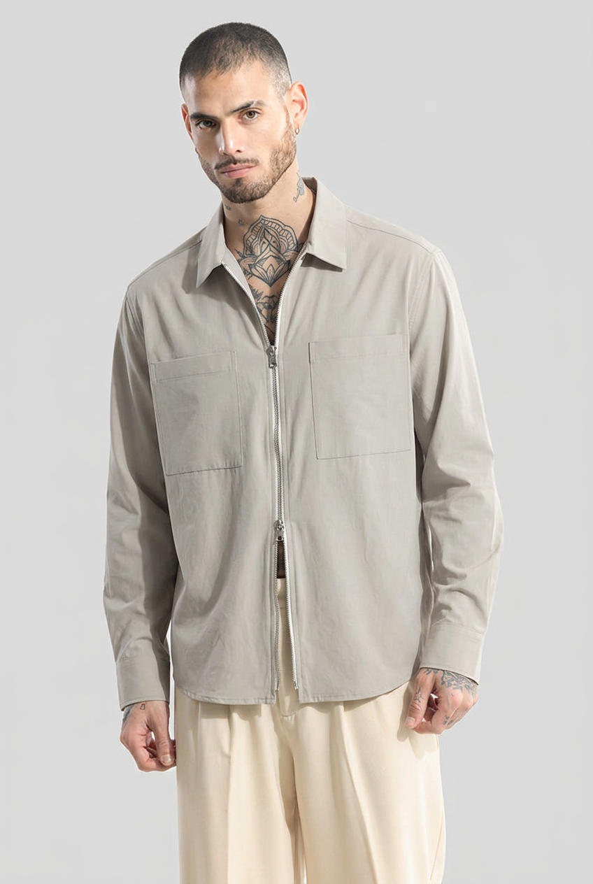 DOUBLE SIDE ZIPPER GREY SHACKETS