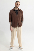 RICH BROWN DOUBLE ZIPPER SHACKETS