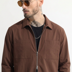 RICH BROWN DOUBLE ZIPPER SHACKETS